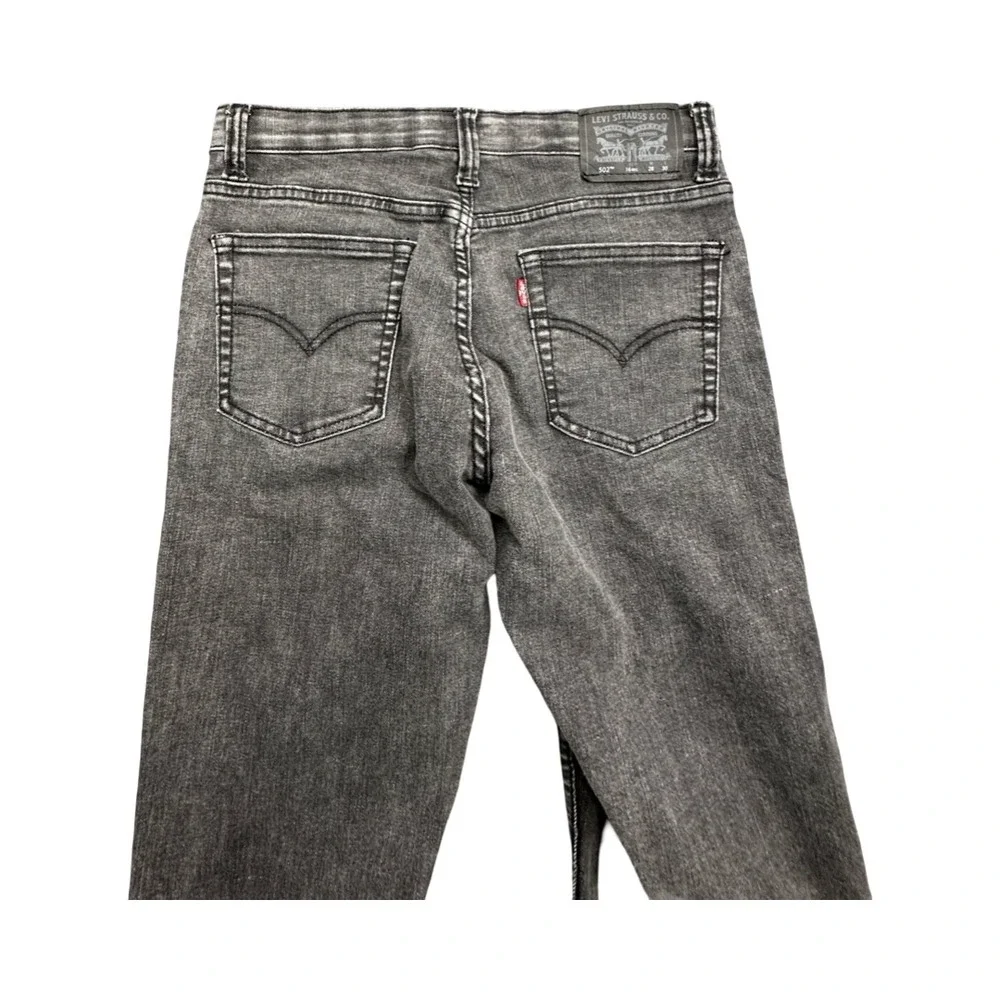 Levi's Jeans Boys 16 Reg Grey 502 Regular Taper Acid Wash Adjustable Waist Denim